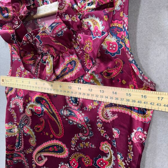 Tracy Negoshian Shiny Maximalist Paisley Dress Small Ruffle Boho Witchy Fairy - Picture 6 of 6